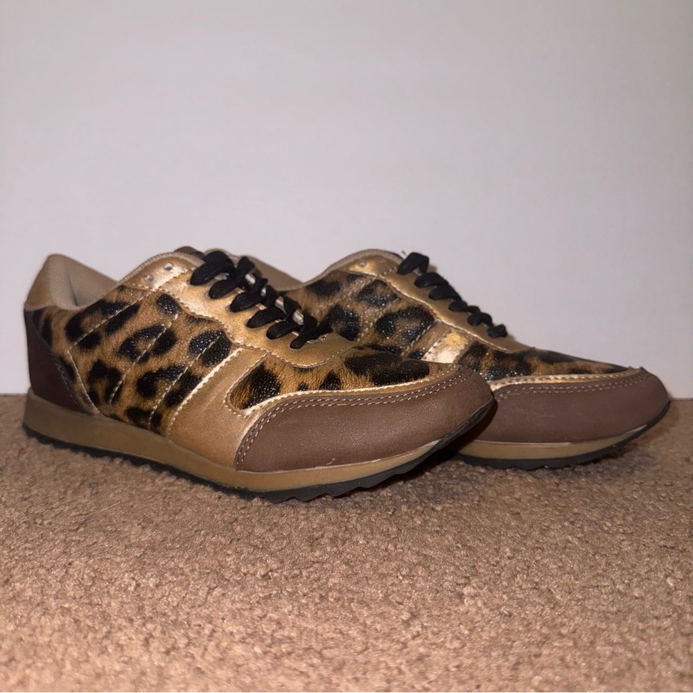 Dollhouse Women’s Fury Black & Brown Leopard Print Fashion Sneakers Size 7,5